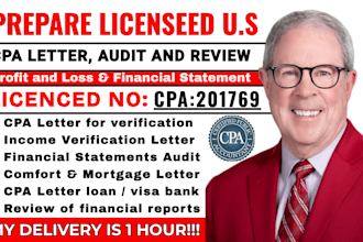 sign US CPA letter CPA comfort letter CPA mortgage letter financial statement