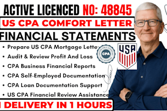 sign US CPA letter CPA comfort letter CPA mortgage letter financial statement