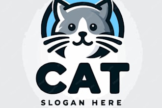 design pet, dog, cat or animal and veterinary clinic logo