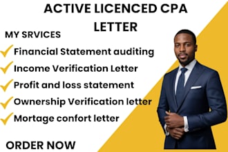 prepare sign US CPA letter, audit financial CPA,CPA letter