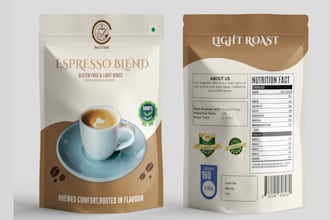 design premium coffee packaging, pouch and label design