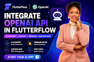 integrate openai api in flutterflow, ai chatbot, chatgpt, firebase, custom apis