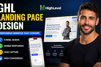 design gohighlevel website ghl landing page and highlevel funnel