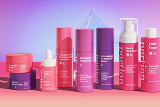 create cosmetic product label and box design with mockups
