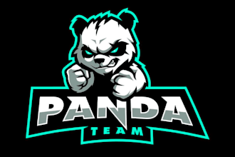 draw panda racing mascot logo design with express delivery