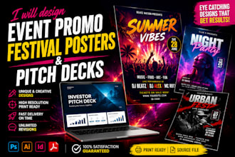 design event promo, festival posters and social media flyers