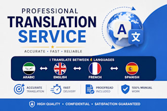 translate english,frech,arabic,spanish profisionally in a recod time