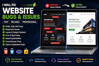 fix HTML CSS PHP website bugs and issues