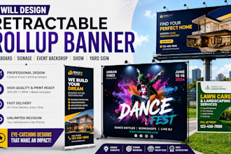 design retractable rollup banner billboard signage event backdrop show yard sign