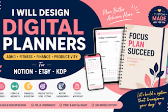 design adhd fitness finance and productivity notion and etsy digital planners