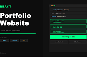 build a stunning react portfolio or landing page