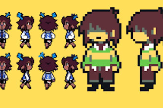 do undertale and deltarune style character and overworld sprites
