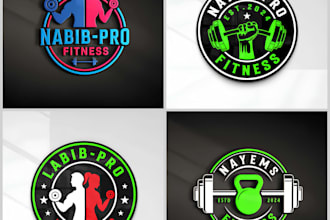 make a professional modern gym fitness logo and branding