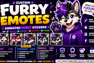 draw furry emotes animated furry stickers fursona twitch discord art