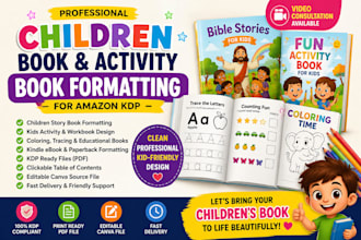 format children activity book, kids workbook story book and kindle ebook for KDP