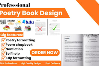 format, design poetry book, nonfiction storybook, poem chapbook, self help kdp