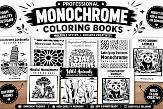 create I will create custom monochrome coloring pages in any niche