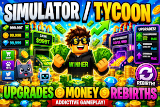 develop a roblox simulator or tycoon game with upgrades, UI and monetization