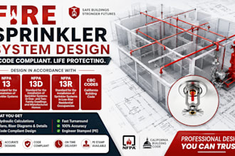 design fire sprinkler system per nfpa 13, 13d, 13r, cbc codes