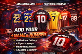 do professional jersey name numbering and customization