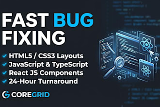 fix html css javascript and react bugs in 24 hours