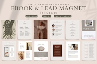 design lead magnet, ebook, workbook, freebie and canva designs