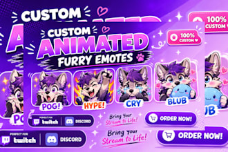 draw custom animated furry emotes for twitch and discord