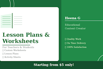 create lesson plans and worksheets for teachers and students