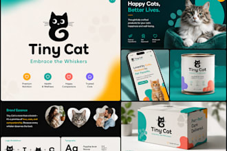 design cute and modern pet business logo and brand identity