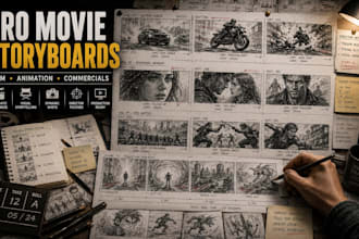 draw professional storyboard for movies and animation