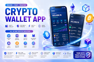 develop secure crypto wallet app, crypto exchange app, blockchain app, website