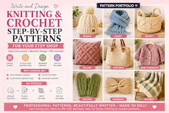 write and design knitting and crochet step by step patterns for your etsy shop