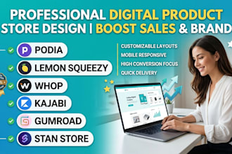 create podia lemon squeezy whop kajabi gumroad digital product stan store design