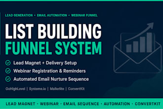 build lead magnet funnel, webinar landing page, and email automation