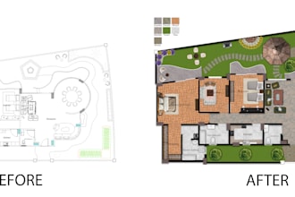 do professional photoshop floor plan render