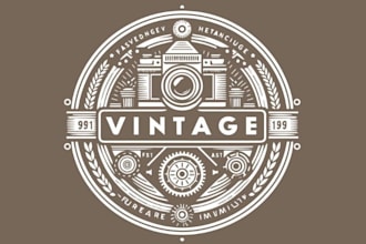 create vintage trendy logo design with unlimited review