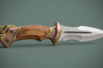 design 3d tactical hunting knife, dagger design, sword concept with hilt handle