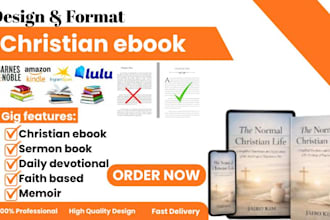 design, format christian ebook, sermon book daily devotional, faith based memoir
