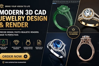 design a model realistic 3d cad jewelry for 3d presentation and render it