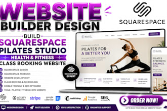 build squarespace pilates studio health and fitness class booking website design