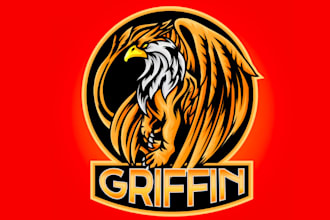 draw wonderful griffin king mascot logo design with 1 day delivery