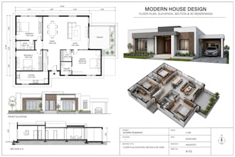 design modern house plans with realistic 3d renderings