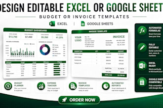 design editable excel or google sheets budget or invoice templates