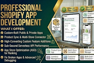 develop a shopify custom private app, public app, and API integration