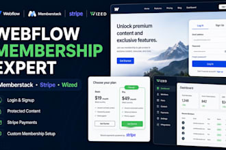 build memberstack webflow membership website with stripe payment and wized
