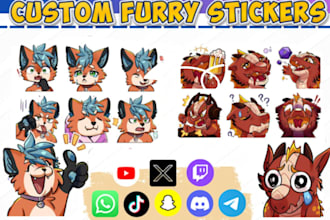 draw furry art emote animated furry sticker  draw chibi furry farsona sticker