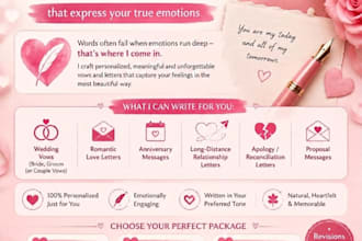 write heartfelt wedding vows and romantic love letters
