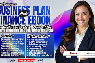 write a professional business plan for startups, investors and bank loans