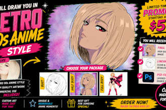draw you in retro 90s anime style
