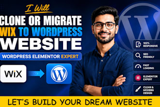 clone or migrate wix to wordpress website wordpress elementor website expert